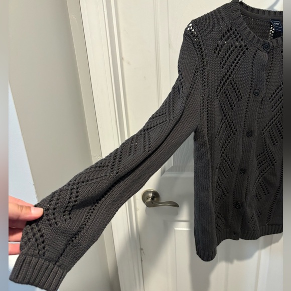 Women’s Charcoal Gray Button-Up Sweater - Picture 4 of 7